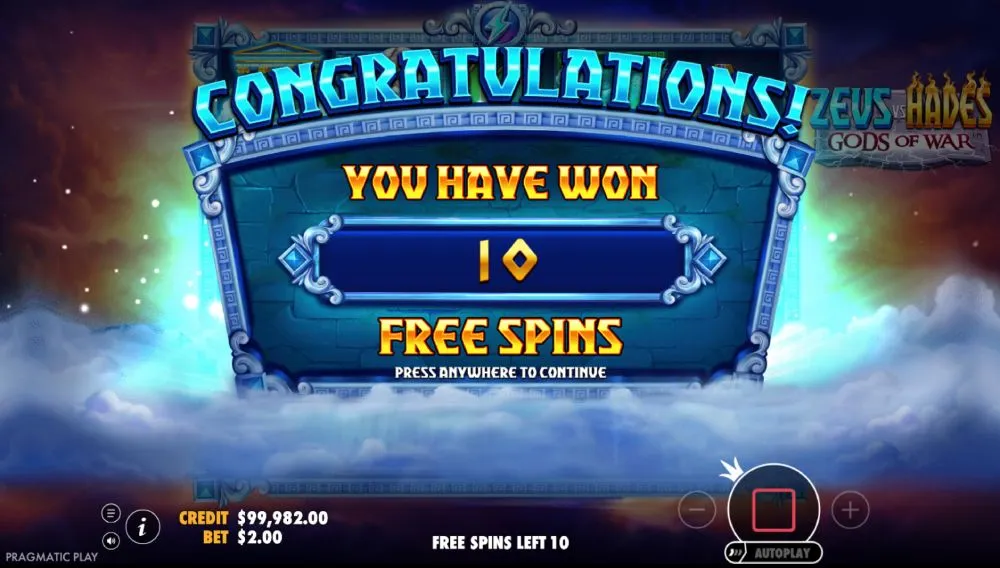 Mode essai Zeus vs Hades sign&eacute; Pragmatic Play